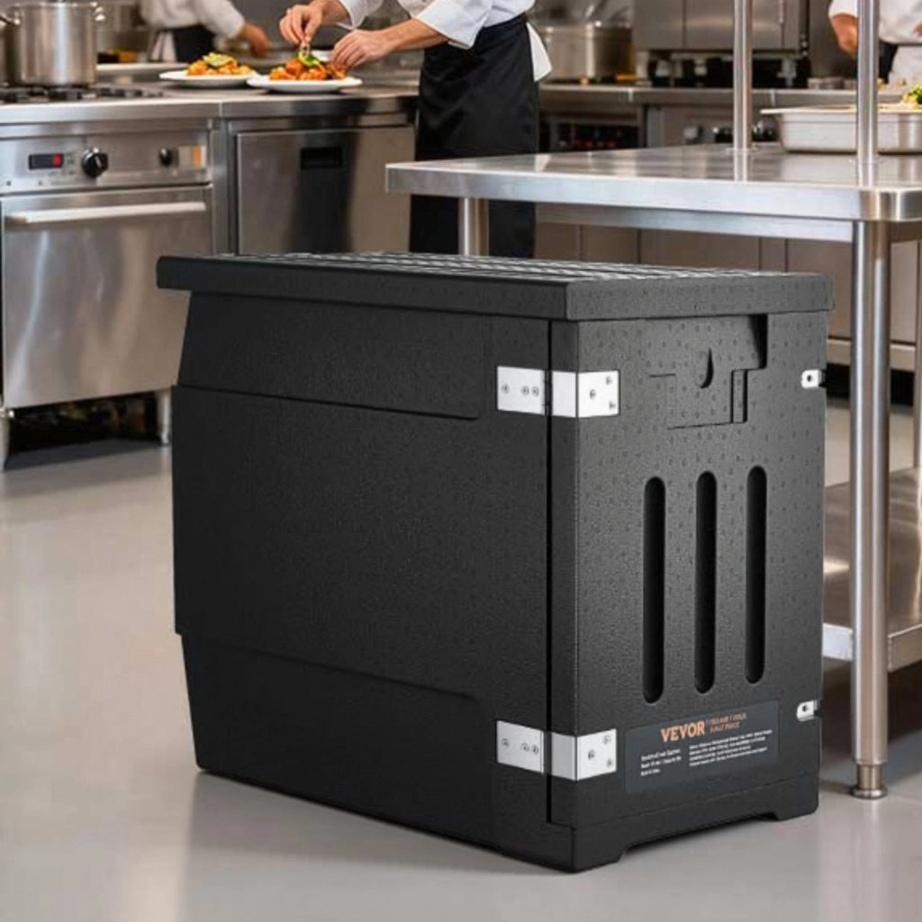 EP-90L Contenitore termico per alimenti 90L 82 Qt porta teglie coibentato in LLDPE nero a caricamento frontale 11 livelli robusto