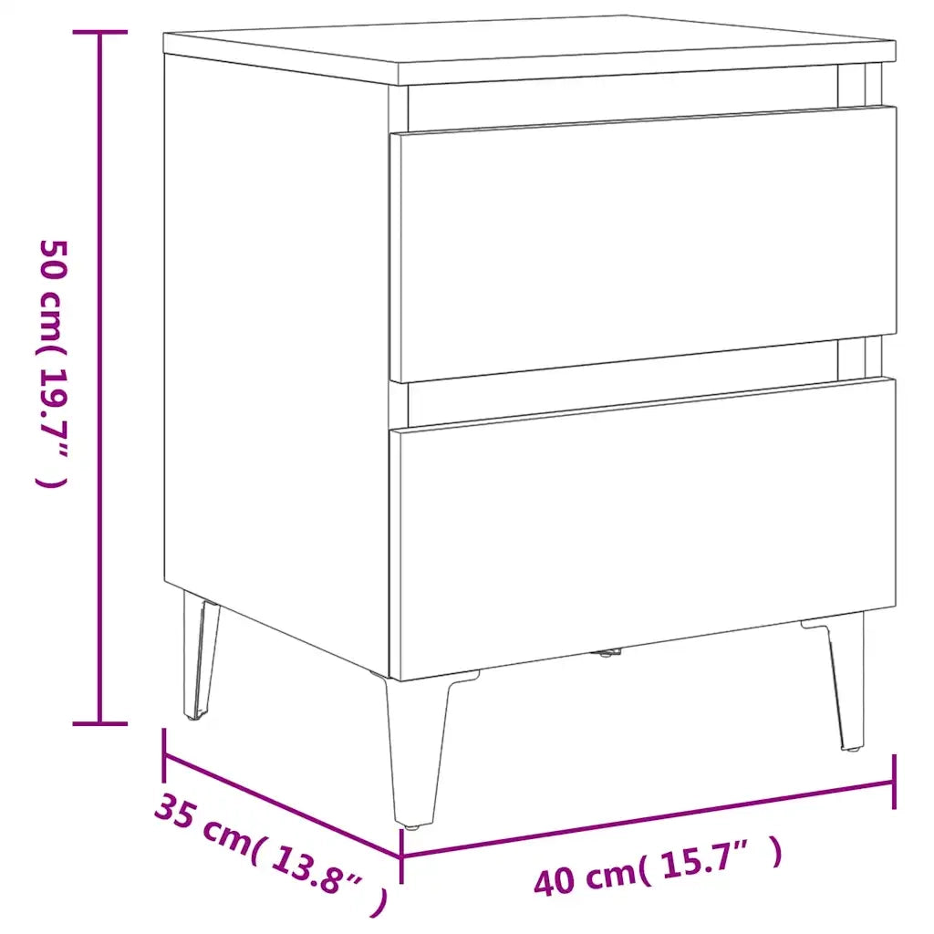 Comodini con Gambe in Legno Massello 2pz Rovere Fumo 40x30x50cm 813129