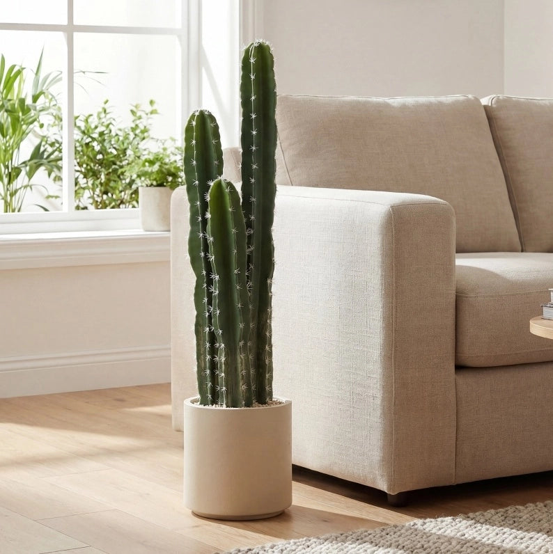 Pianta artificiale cactus ULEVR 95 cm con vaso decorativo ?22x22 cm, verde