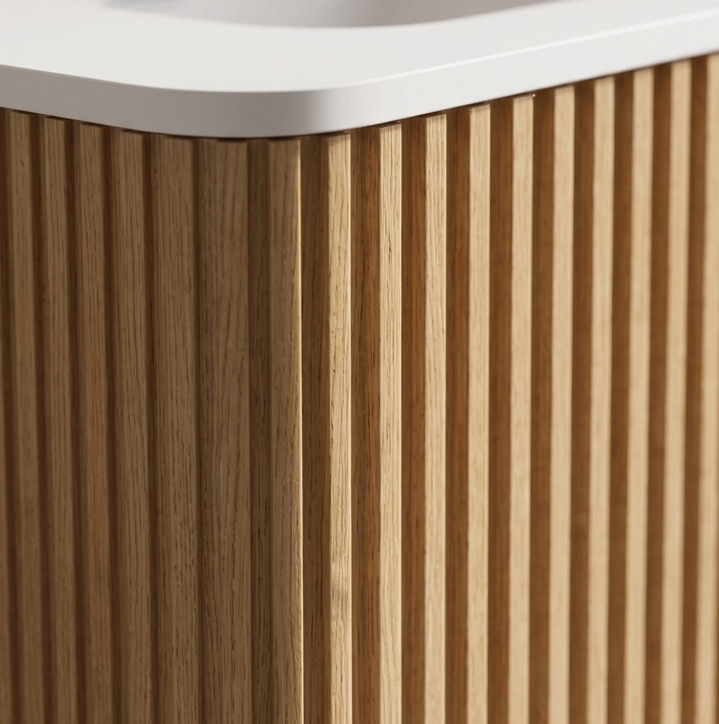 Mobile bagno 60 cm con lavabo in Solid Surface finitura rovere