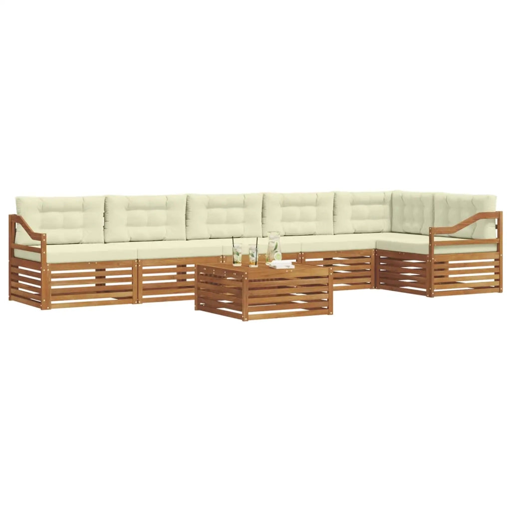 Set di divani da esterno con cuscino 7 pcs Naturale e Crema 3373595