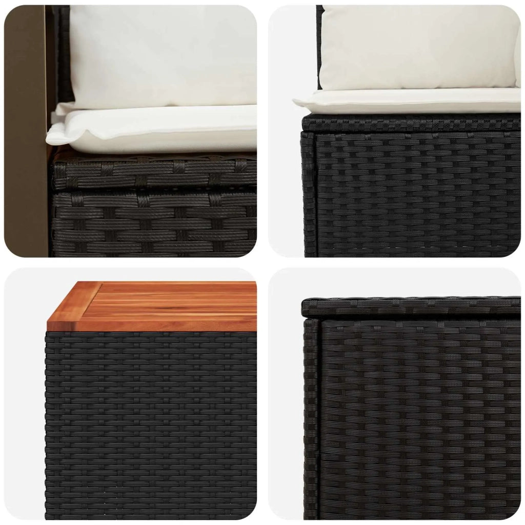 Set di divani 6 pz Nero e Bianco Crema 3447710