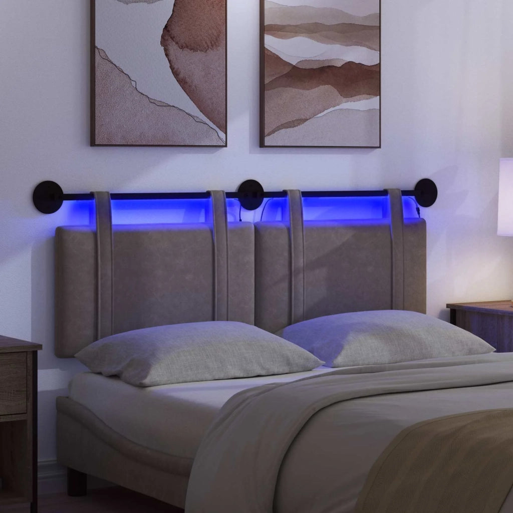 Testiera sospesa Con luce LED Grigio PU Antico 3423951