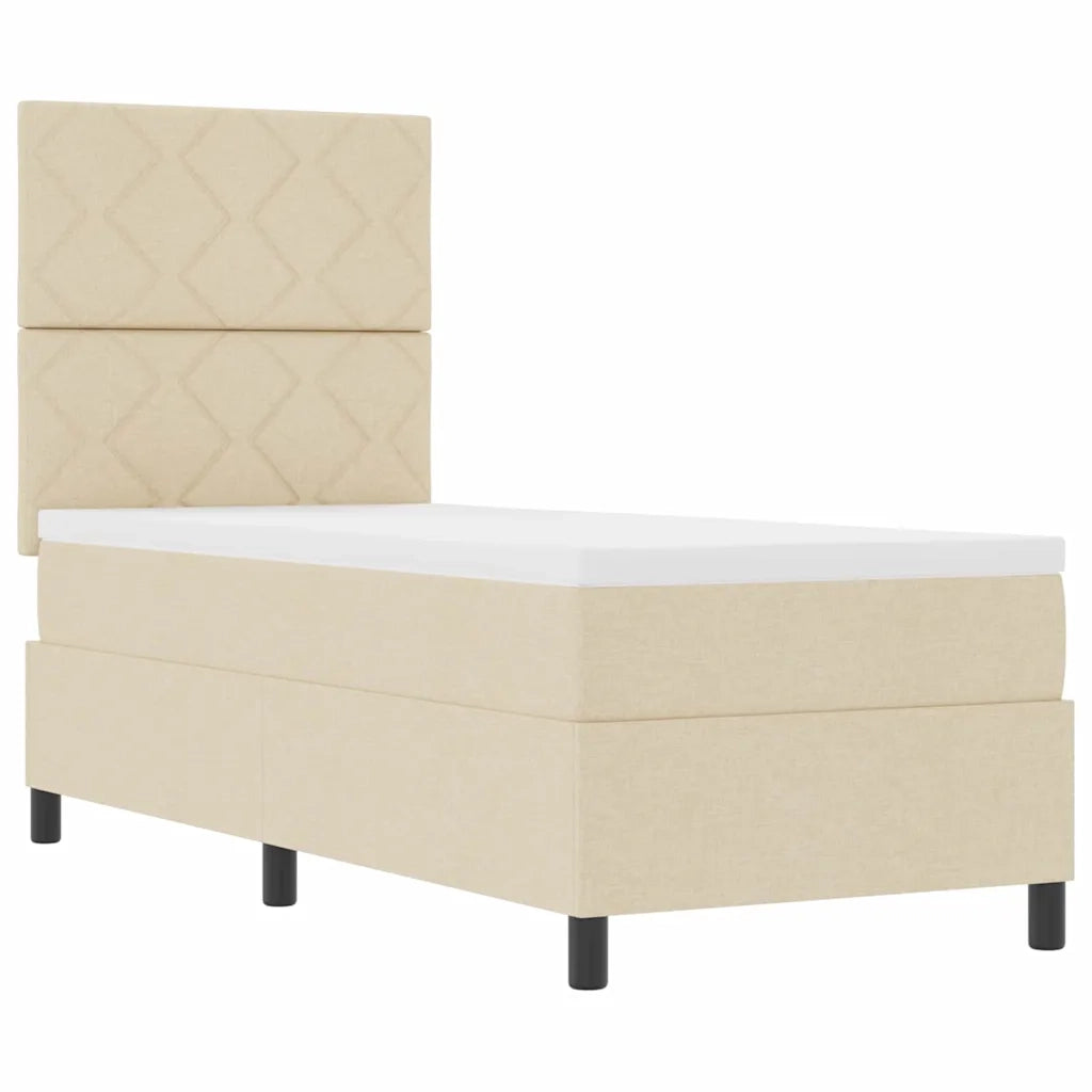 Letto a molle con materasso con led Crema 80 x 200 cm Tessuto