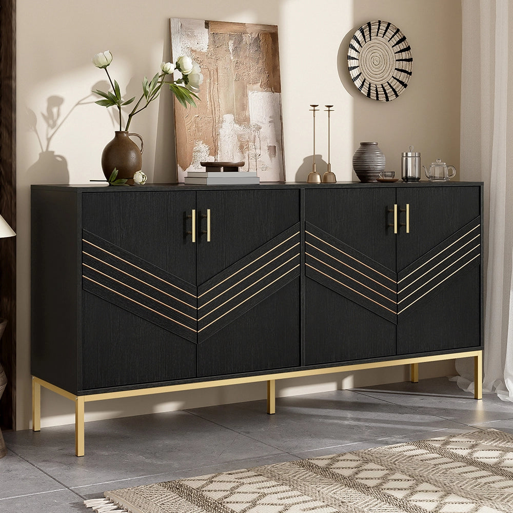 Buffet - Xylo - 4porte MDF nero/oro regolabile