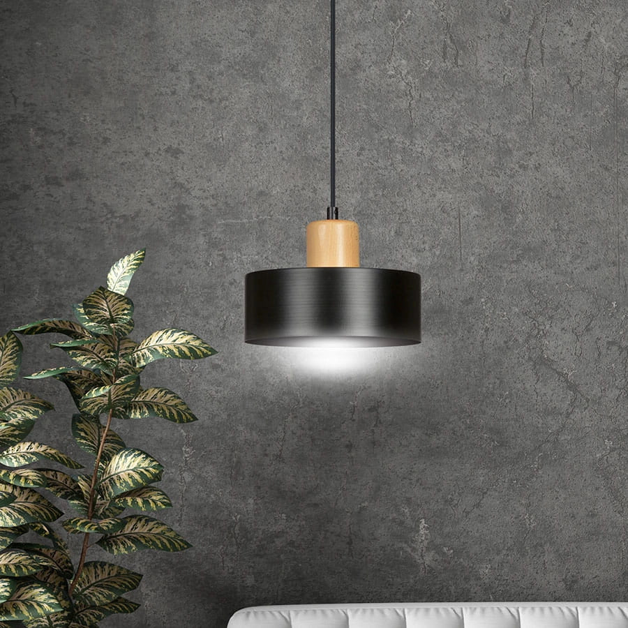 Lampada a sospensione Emibig Torin nera legno Ø25 E27