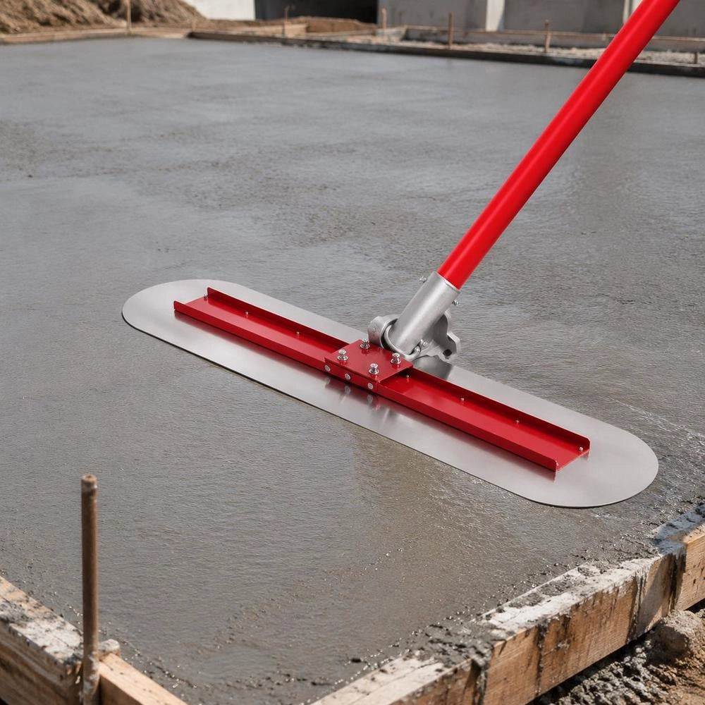 Bull Float Concrete Float 1200x300 Mm, Complete Concrete Tool Trowel Set, Handle Length 3 X 1.8 M, Smoothing Trowel, Steel, Adjustable Bottom, Construction Aid