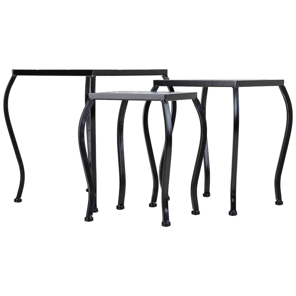 Set di 3 supporti in mosaico nero e metallo