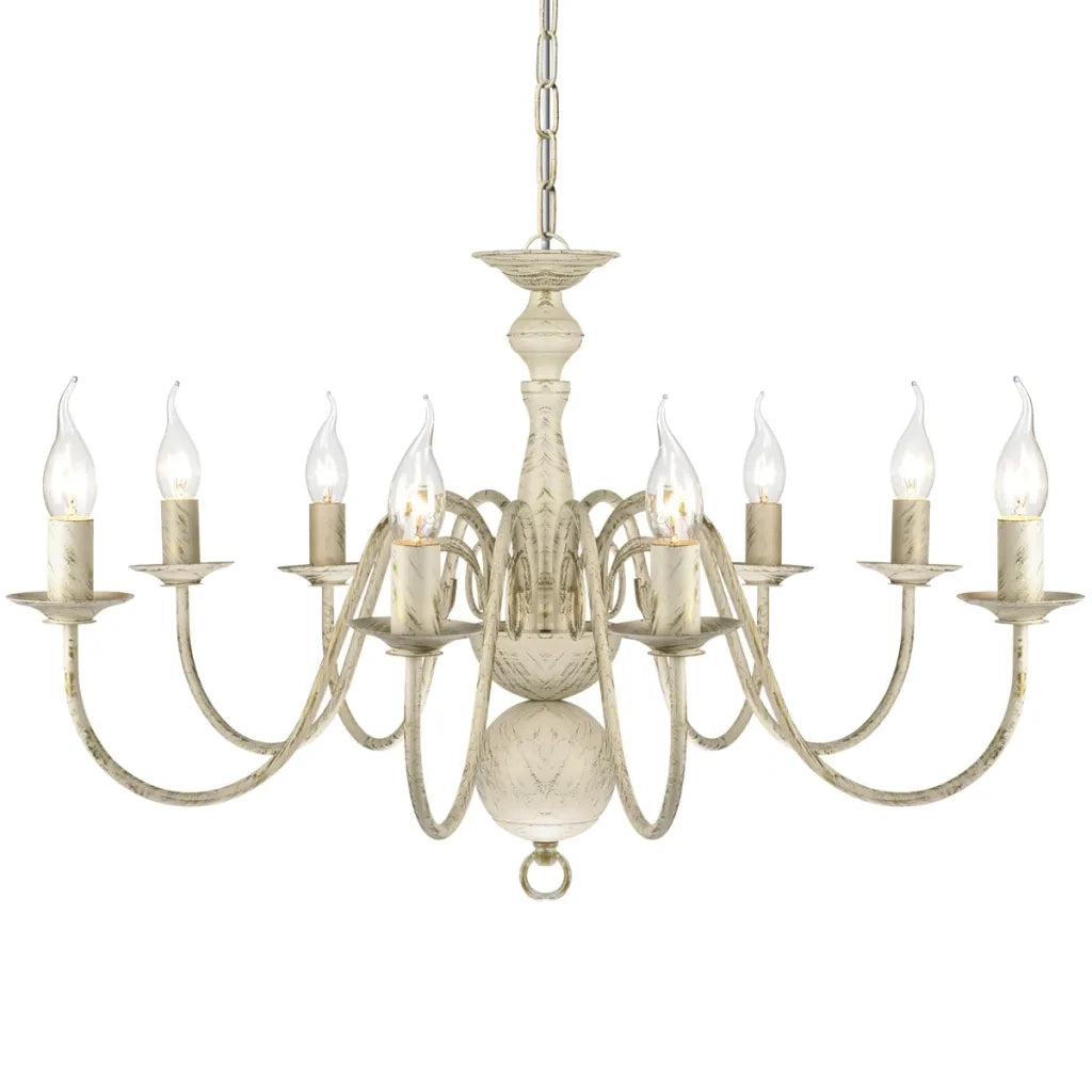 Lampadario in metallo bianco anticato per uso residenziale design classico 80 x 45 cm metallo bianco anticato 02_0046250