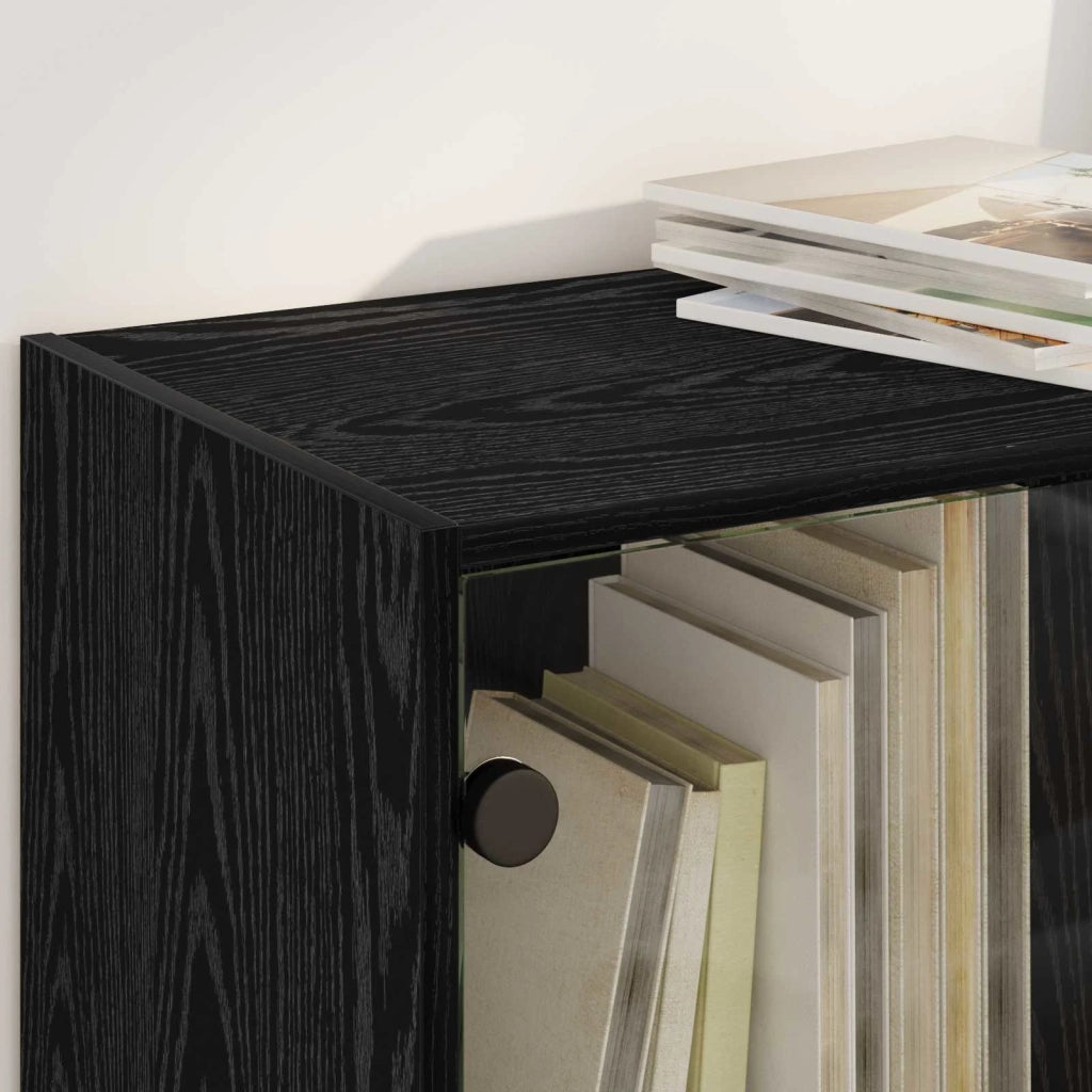 Credenza | Madia | Buffet da pranzo | Armadio da pranzo Rovere Nero 68 x 37 x 142 cm Legno multistrato