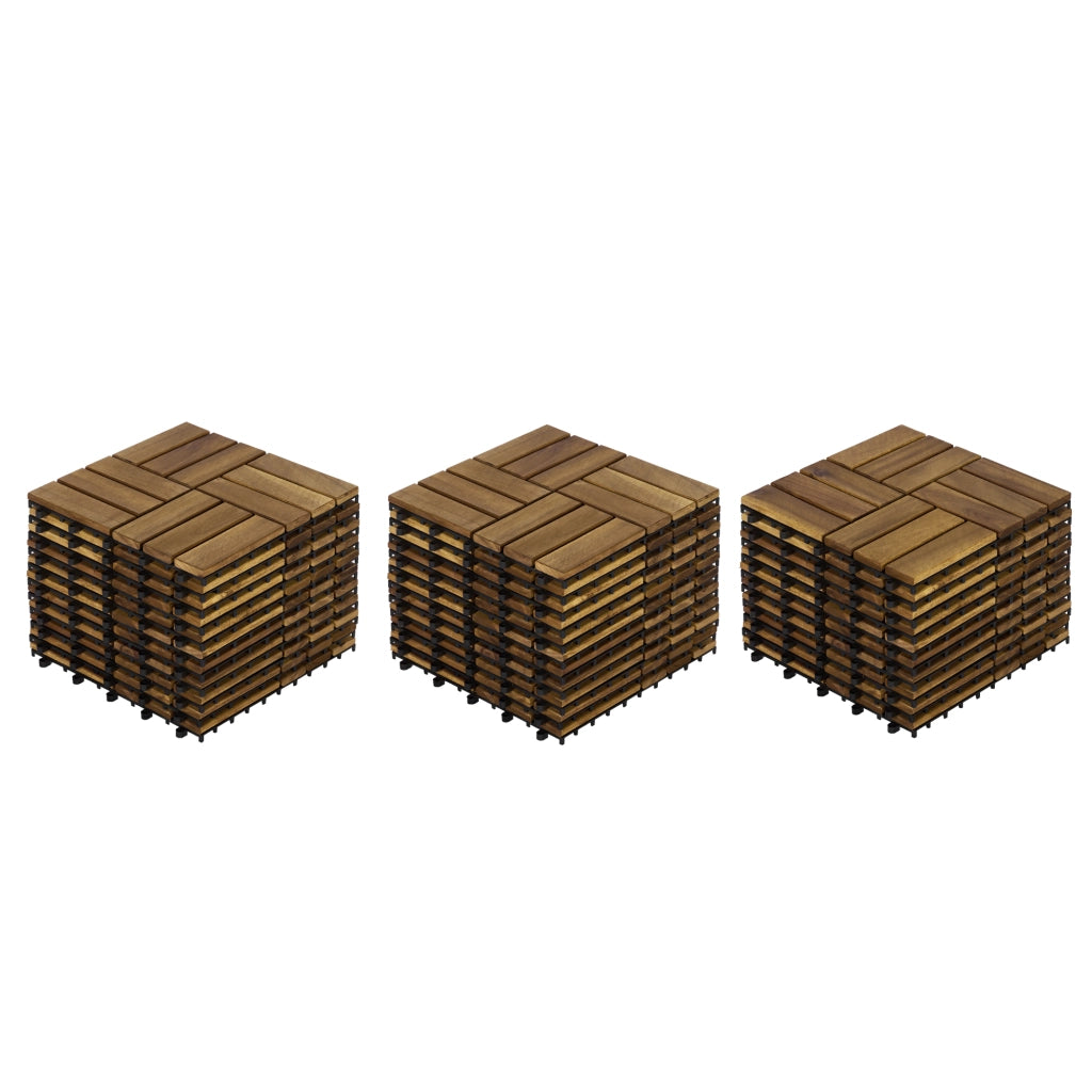 Piastrelle da esterno interlocking in legno di acacia giallo da 12 × 12 pollici, per giardino e balcone, 32 pezzi