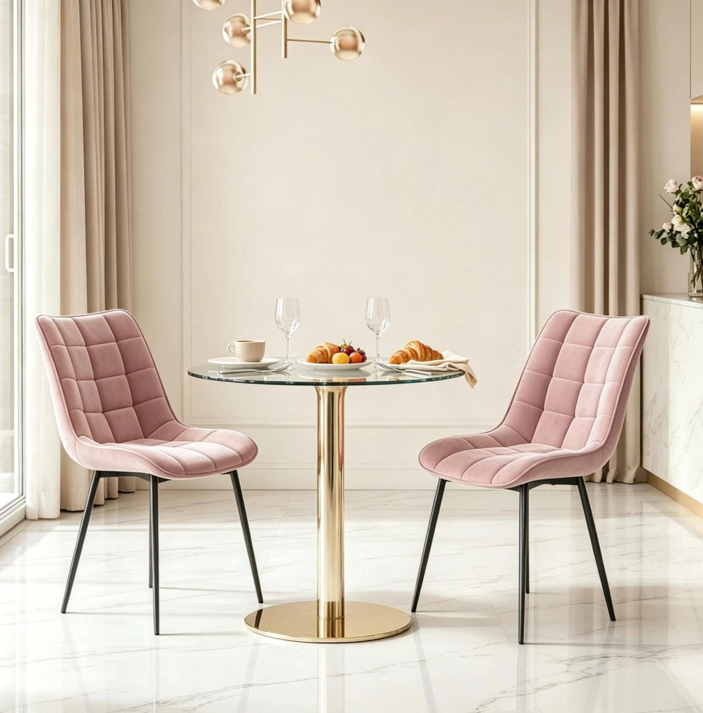 SEDIA Imbottita 46x39 cm in Velluto Rosa Set da 2