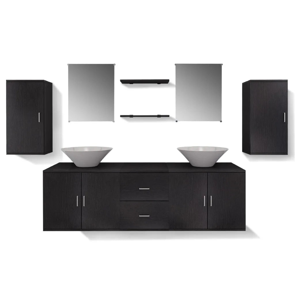 Mobili da Bagno con Lavabo Set 9 pz Nero 272229