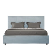 BS COM Letto matrimoniale francese senza rete imbottito 140x190 microfibra azzurro
