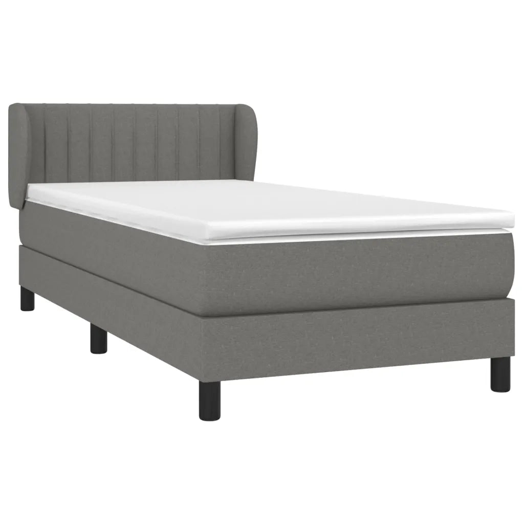Giroletto a Molle con Materasso-Struttura Letto Grigio Scuro 90x190 cm Tessuto 771943