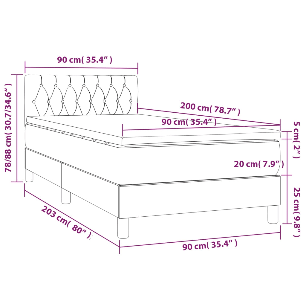 Giroletto a Molle con Materasso-Struttura Letto Tortora 90x200 cm inTessuto 111372