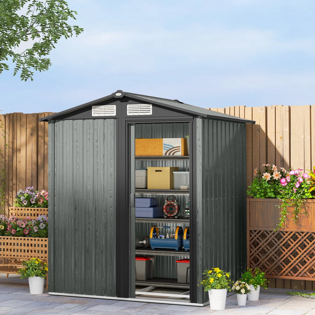 Casetta da Giardino Porta Attrezzi ¨C Xylo ¨C Acciaio Grigio 152x132x188 cm