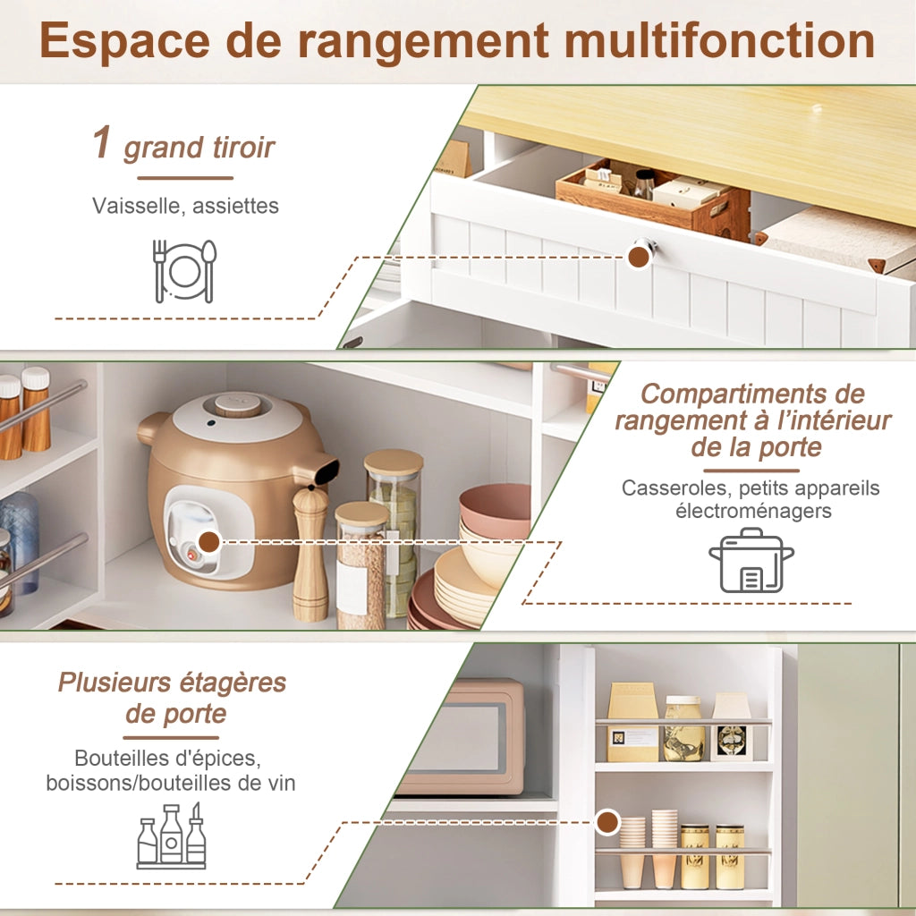 Isola Cucina Mobile con Piano Ribaltabile ¨C MINIMAL ¨C Tavolo Bar, Cassetto, Ante, 120x45x92 cm