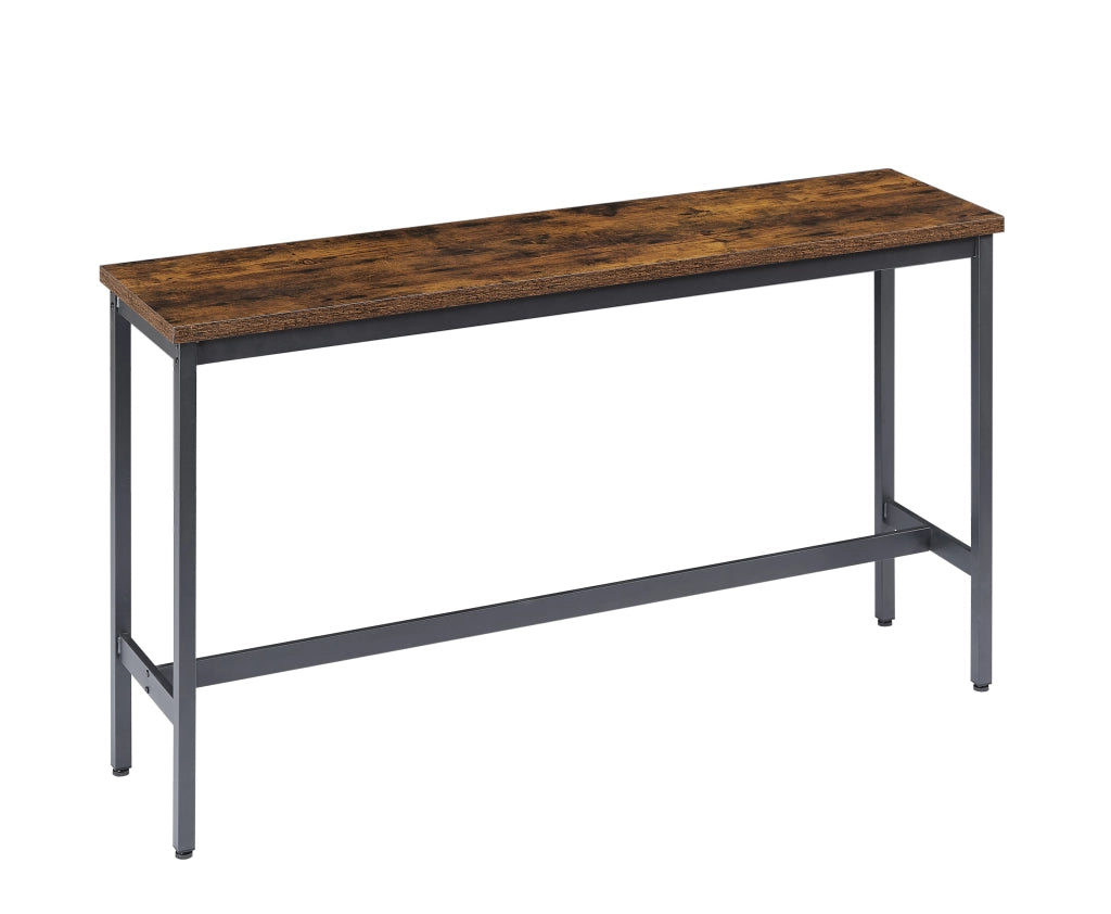 Set bar industriale con tavolo alto e 3 sgabelli imbottiti, colore rustico marrone e nero