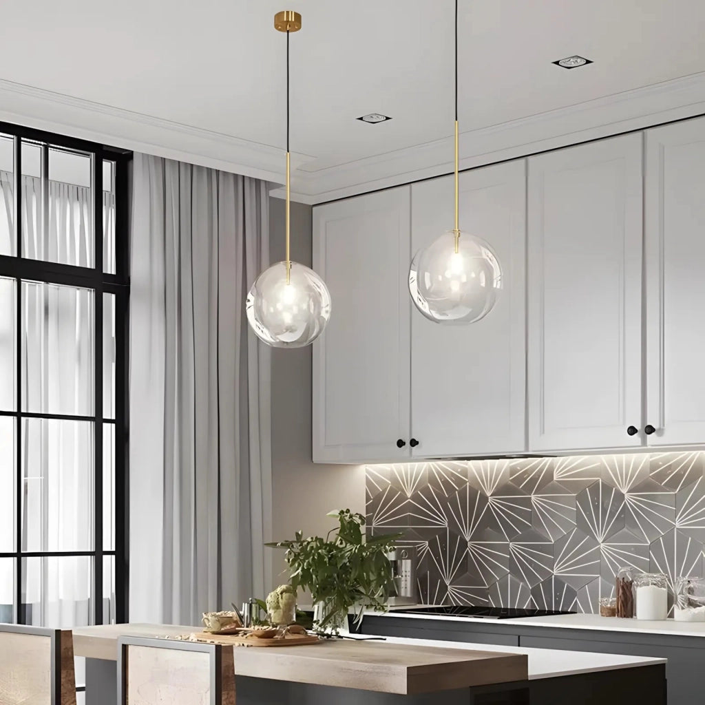 Lampada Da Soffitto A Sospensione Con Sfera Di Vetro 15cm APP1680-1CP
