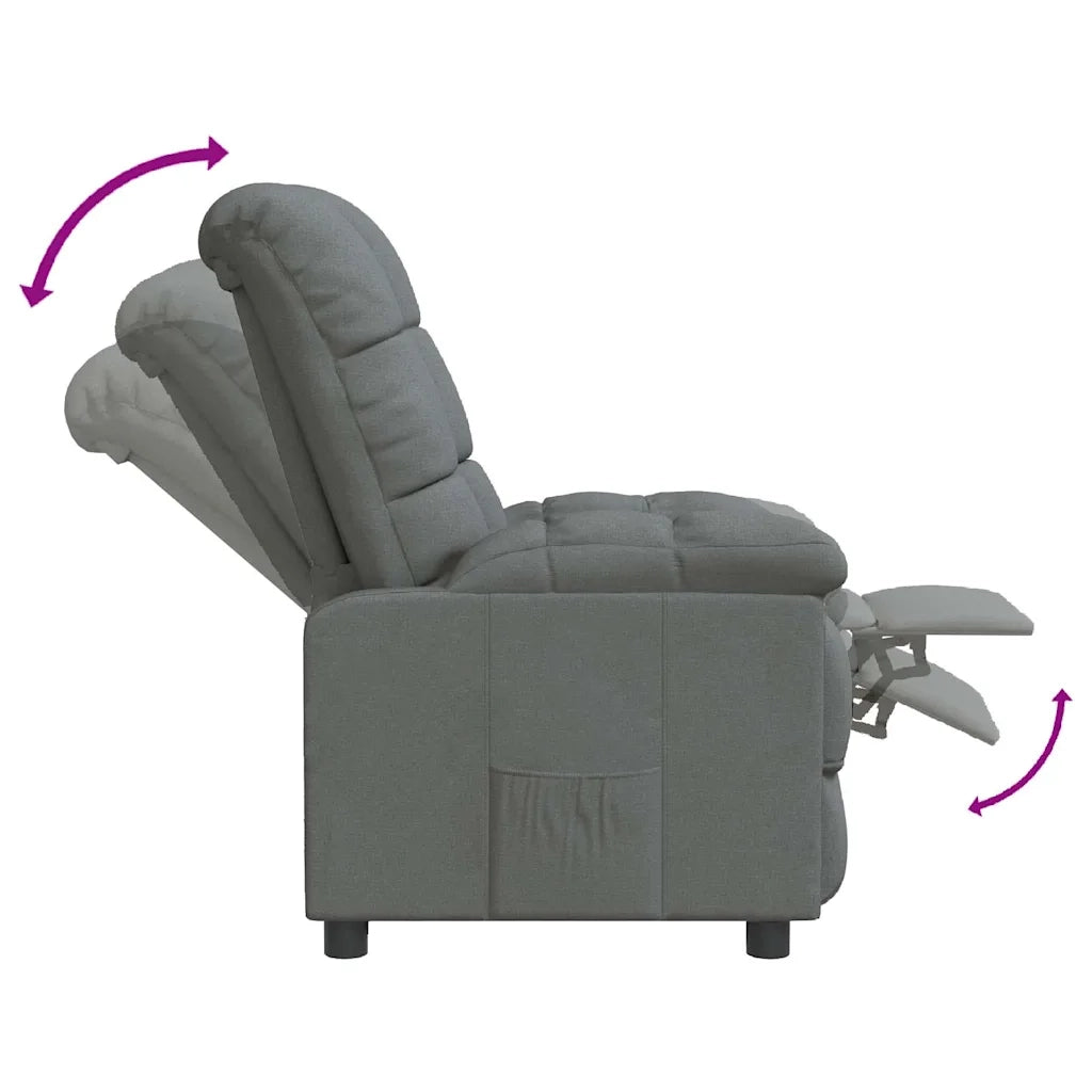 Poltrona | Sedia Relax Reclinabile in Tessuto Grigio Scuro