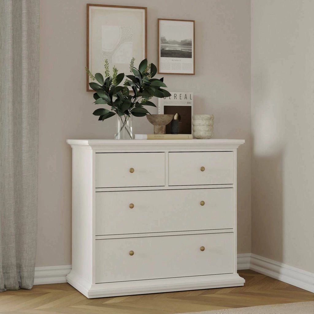 Cassettiera Arika, Settimino multiuso, Comò camera da letto, Mobile con cassetti, 96x49 h87 cm, Bianco