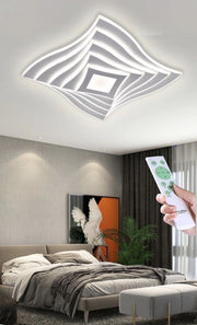 Lampadario Plafoniera Illuminazione quadrata Led Moderno 75W Luce Per Soffitto dimmerabile con telecomando