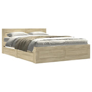Letto matrimoniale | Letto per adulti | Giroletto Testiera Rovere Sonoma 140x200 cm Legno Multistrato