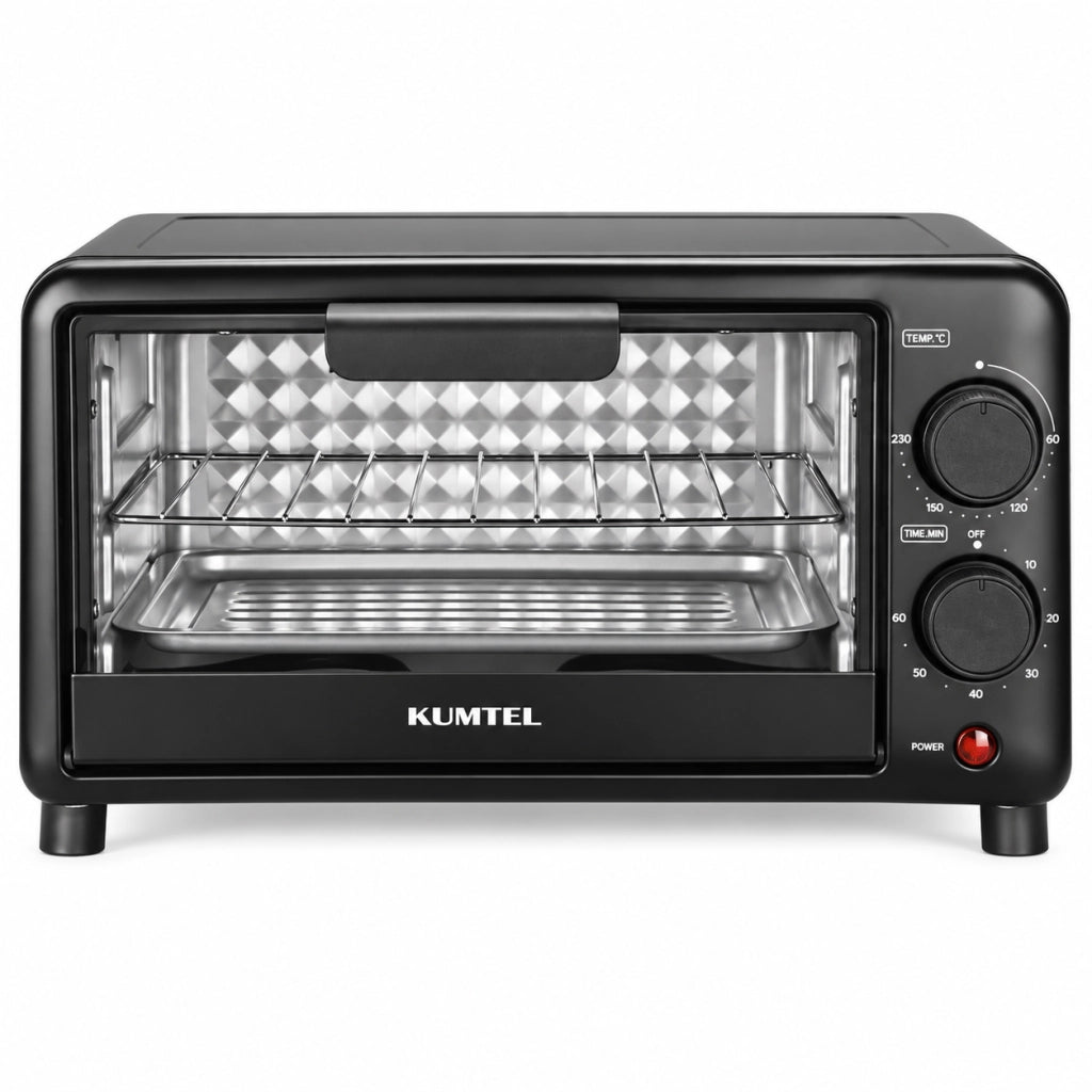 Mini Forno Elettrico 10L 800W Timer 60 min Temperatura regolabile 60-230° Nero