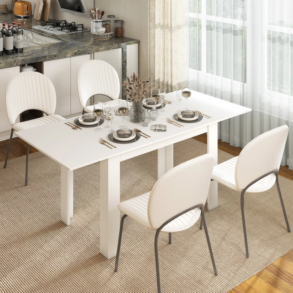 Tavolo da pranzo allungabile rettangolare ¨C Minimal ¨C bianco 140-180x80 cm