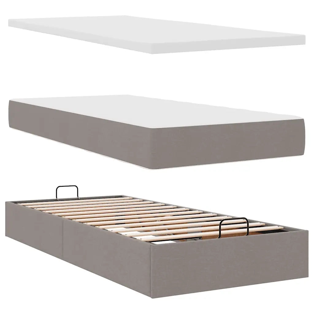 Struttura Letto Pouf con Materasso Tortora 90x190 cm in Tessuto 3311591