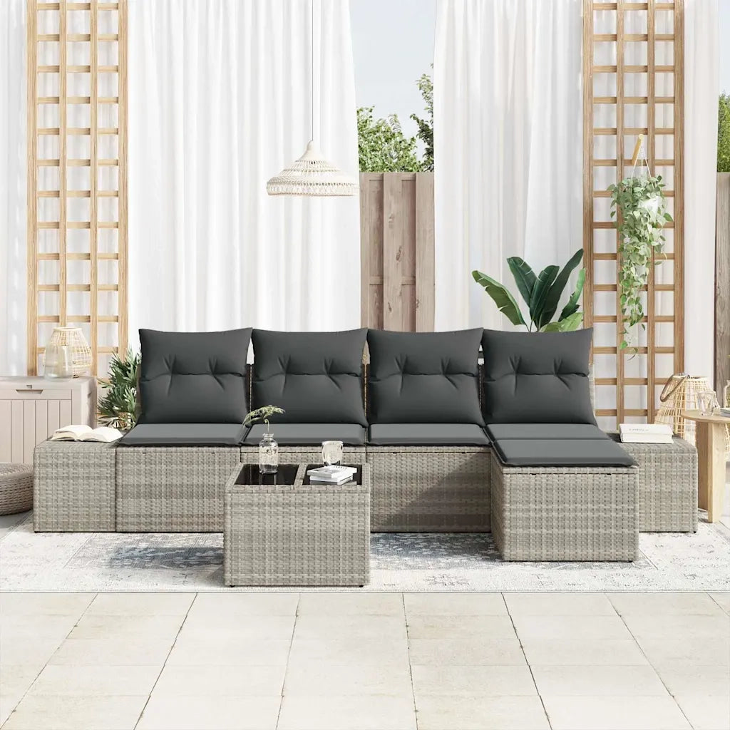 Set Divano da Giardino 5 pcs Grigio chiaro polyrattan
