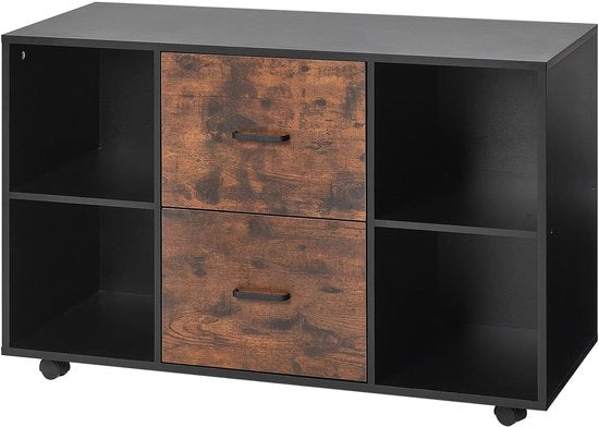 Archivio con 2 Lade e Panelli Regolabili in Nero