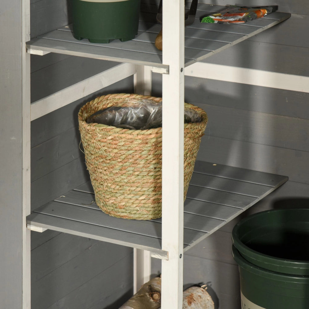 Armadio da giardino con due ripiani e porta bloccabile in legno nero per attrezzi da esterno 75 × 56 × 115 cm