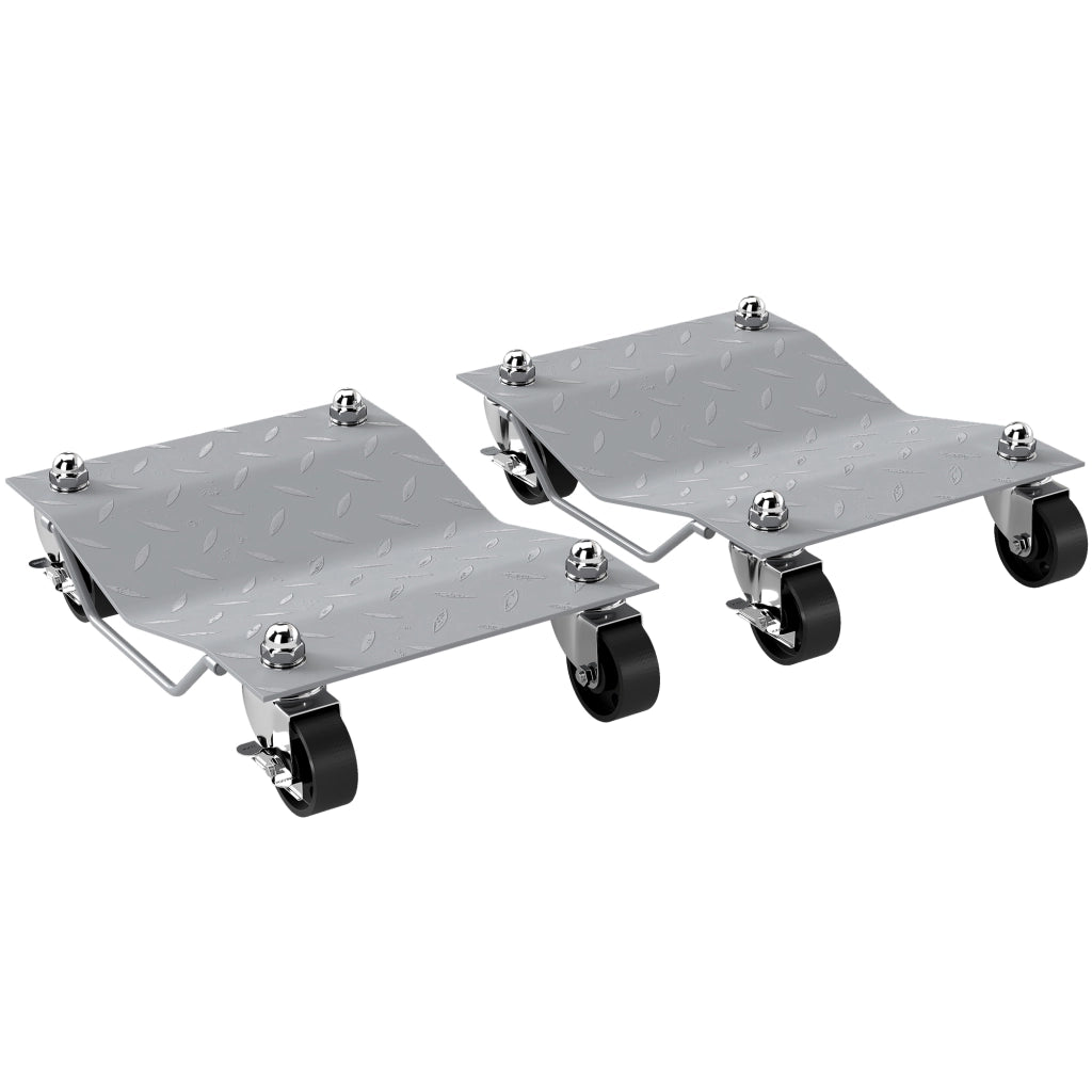 Carrello Sposta Auto 2 Pezzi ¨C Minimal ¨C Argento Metallo Antiscivolo
