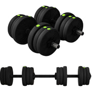 Set di manubri 2 in 1 da 20 kg con rivestimento antiscivolo e protezione per pavimenti, nero/verde