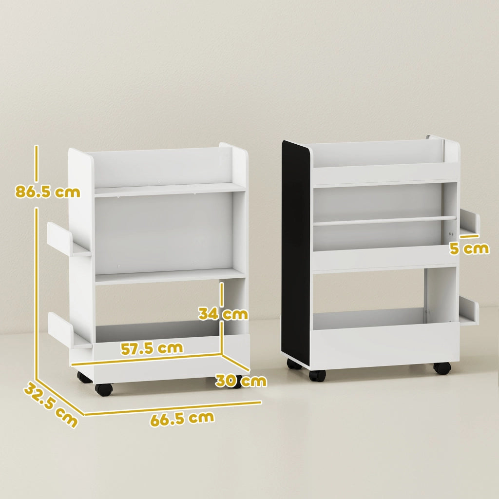 Libreria per Bambini con Lavagna e Ruote ¨C Minimal ¨C Bianco