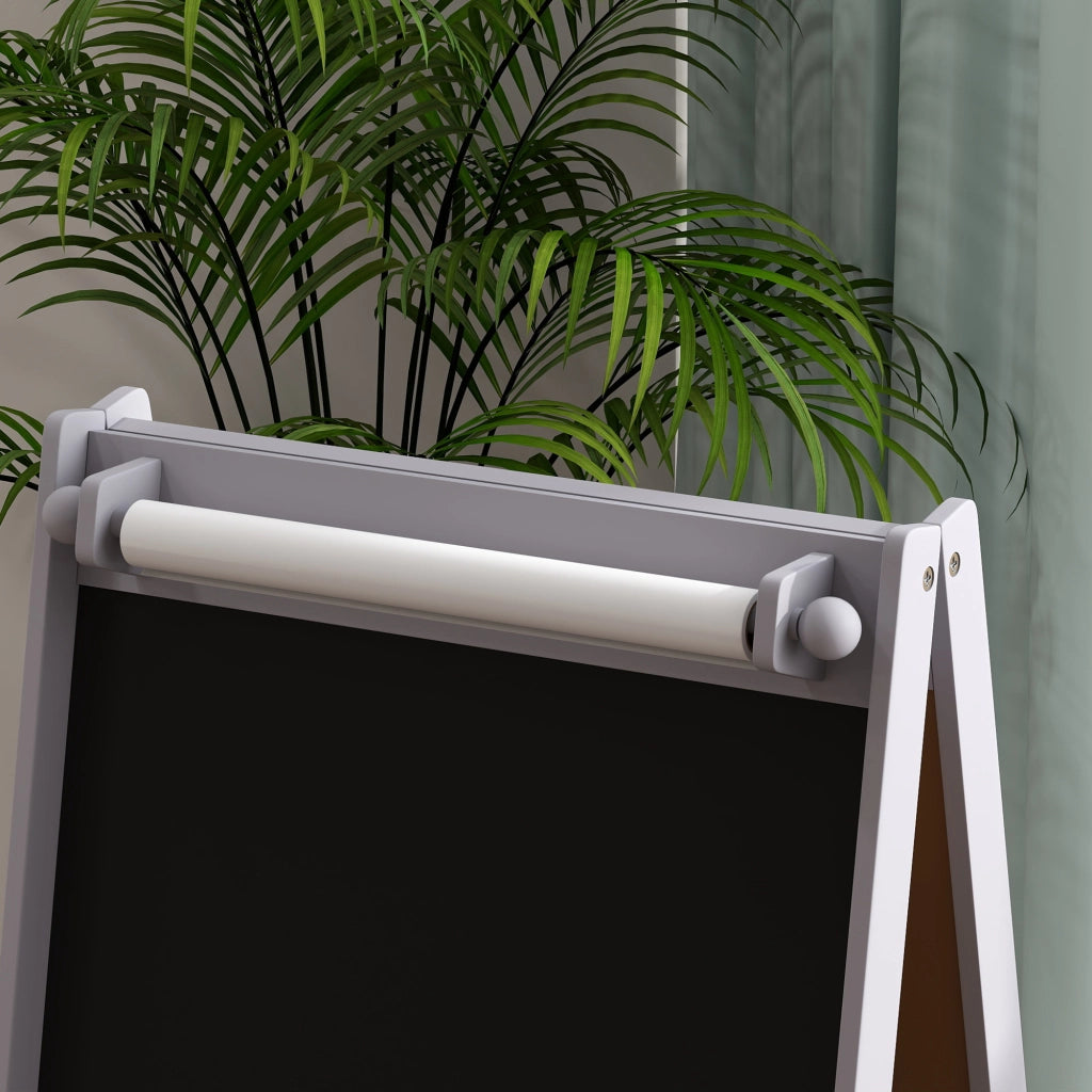 Lavagna Cavalletto 3 in 1 per Bambini ¨C Xylo ¨C Grigio con 2 Contenitori 54x46.5x93cm