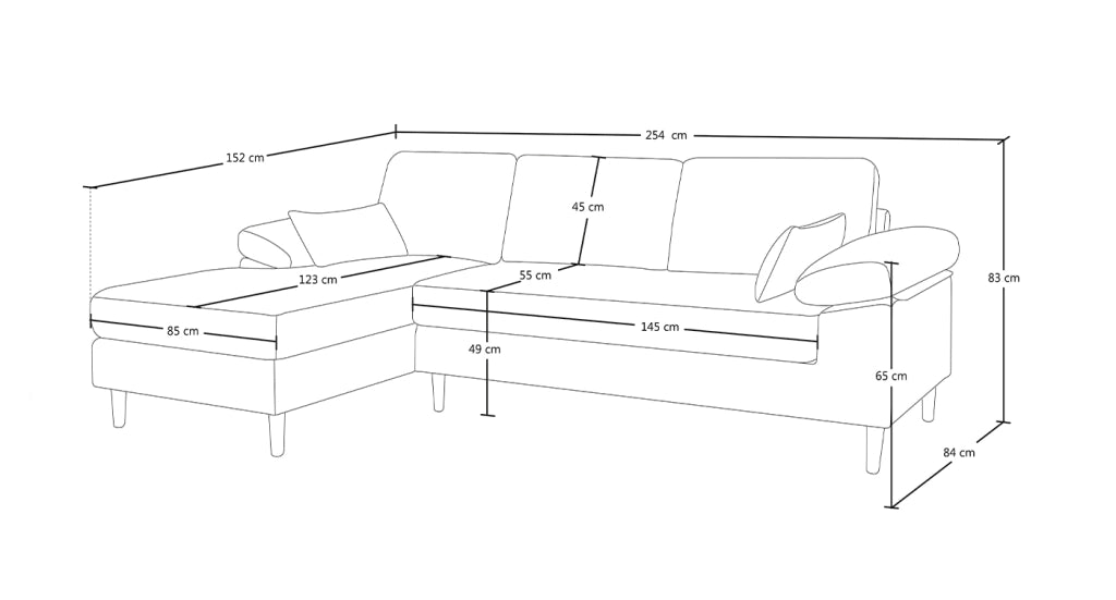 Divano angolare 3 posti con chaise longue sinistra - Washington - DI-WA27FBC-CLSX