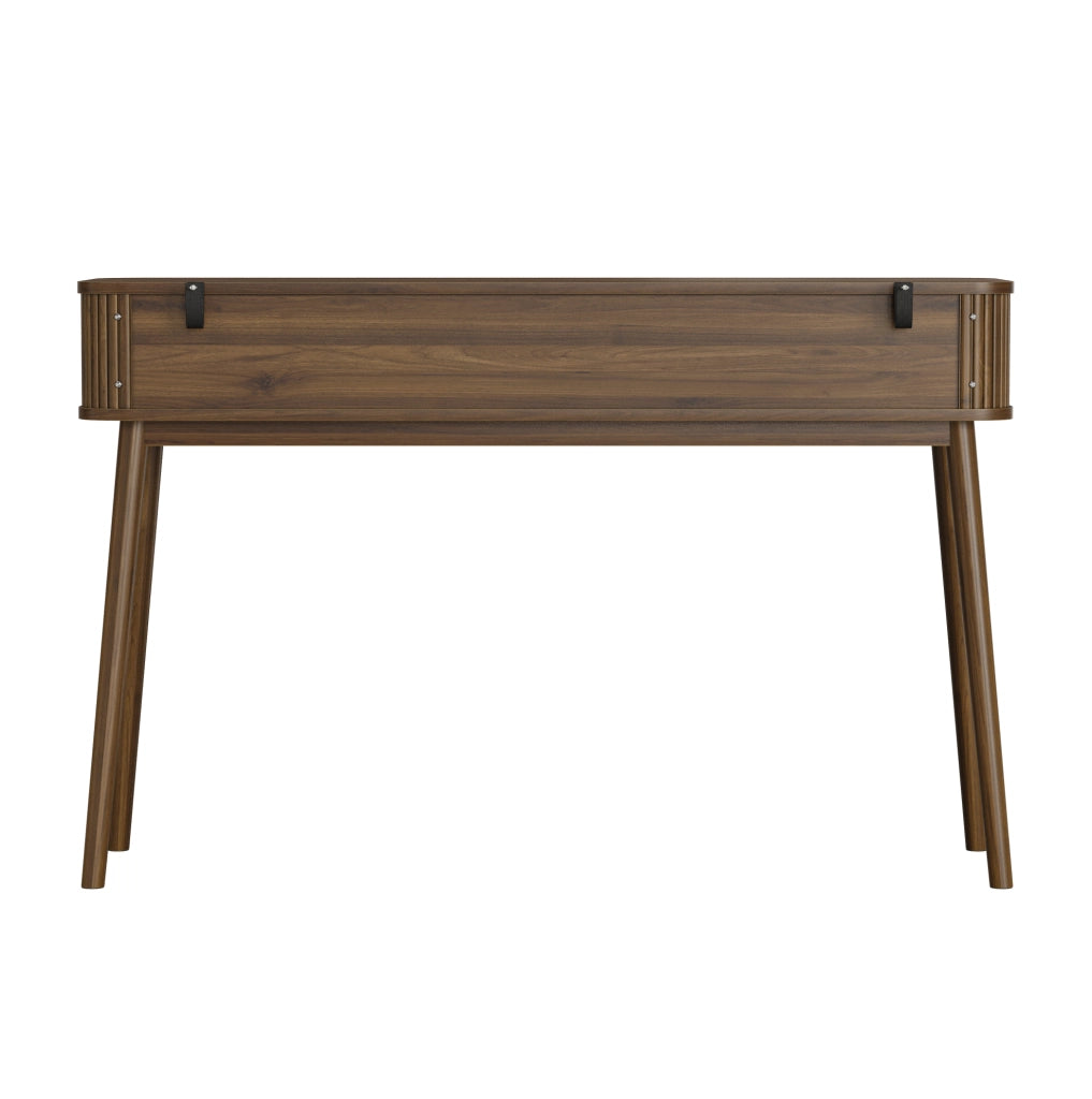 Console ingresso 120x35x77,6 cm in MDF noce, 2 cassetti, salvaspazio