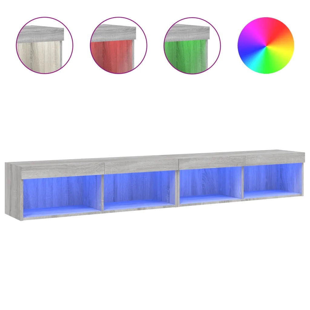 Mobili TV con Luci LED 2pz Grigio Sonoma 100x30x30 cm 837166