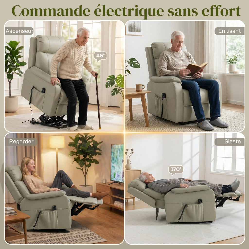 Poltrona relax elettrica alzapersona ¨C Xylo ¨C doppio motore reclinabile crema 87x96x105cm