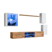 Set di mobili da soggiorno SWITCH XXIII – LED – Bianco e rovere – Design sospeso