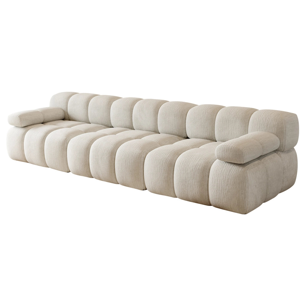 DIVANO Angolare 300x100x68 cm in Tessuto Bianco Senza montaggio