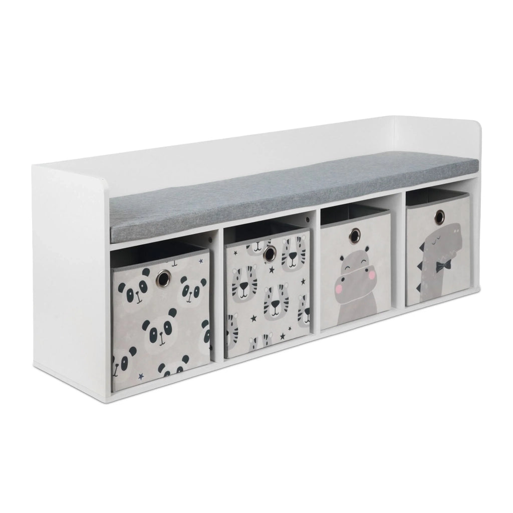Panca per bambini con contenitore seduta comoda 90 x 30 x 30 cm ideale per giocare e leggere in legno blu 13_0017406