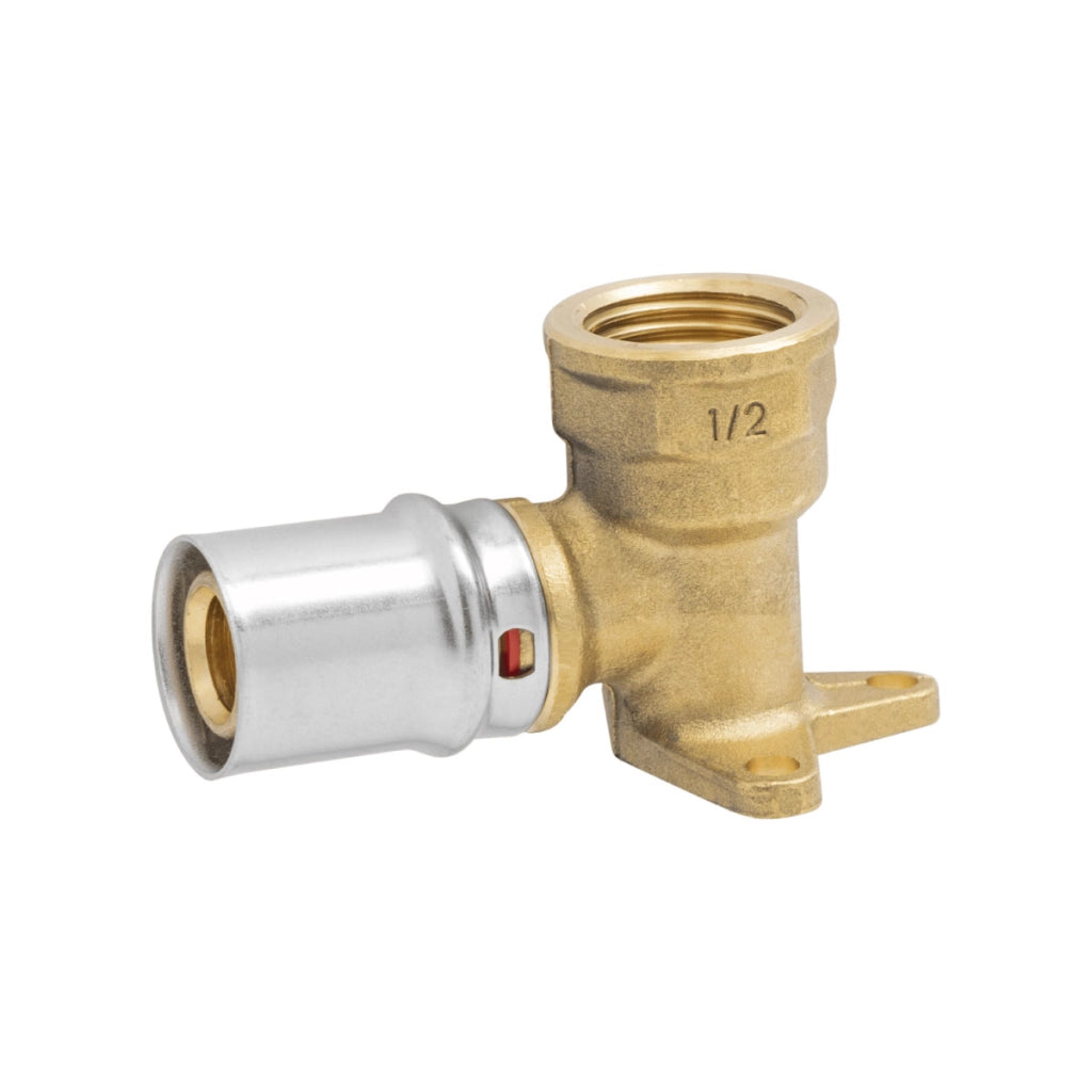 RACCORDO CURVO FEMMINA A FLANGIA CORTA A PRESSARE PER TUBO MULTISTRATO MODELLO AP154 - 1/2 Ø16  - APE