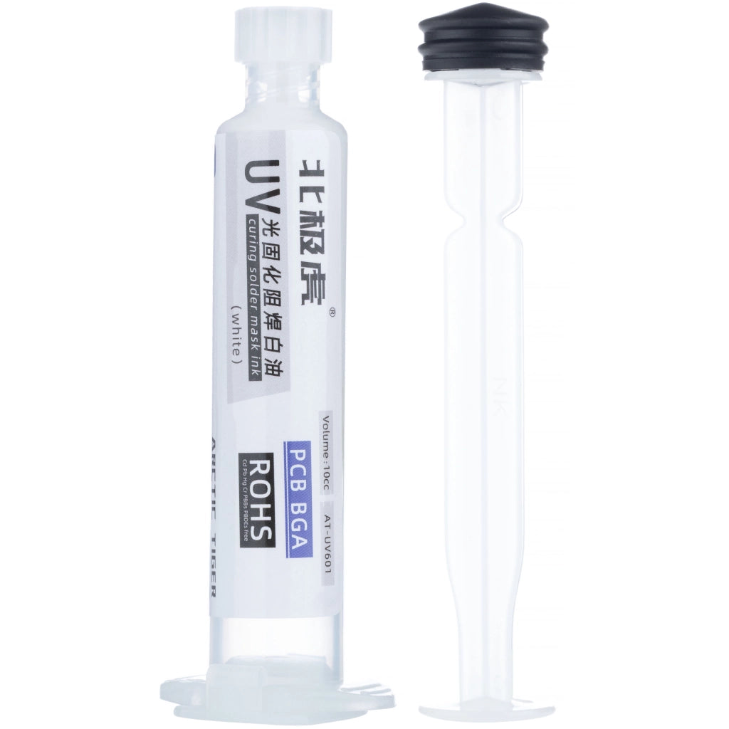 Soldermask Bianco 10ml con Pistone – Protezione PCB, Non Conduttivo | Utensile per Riparazione Circuiti