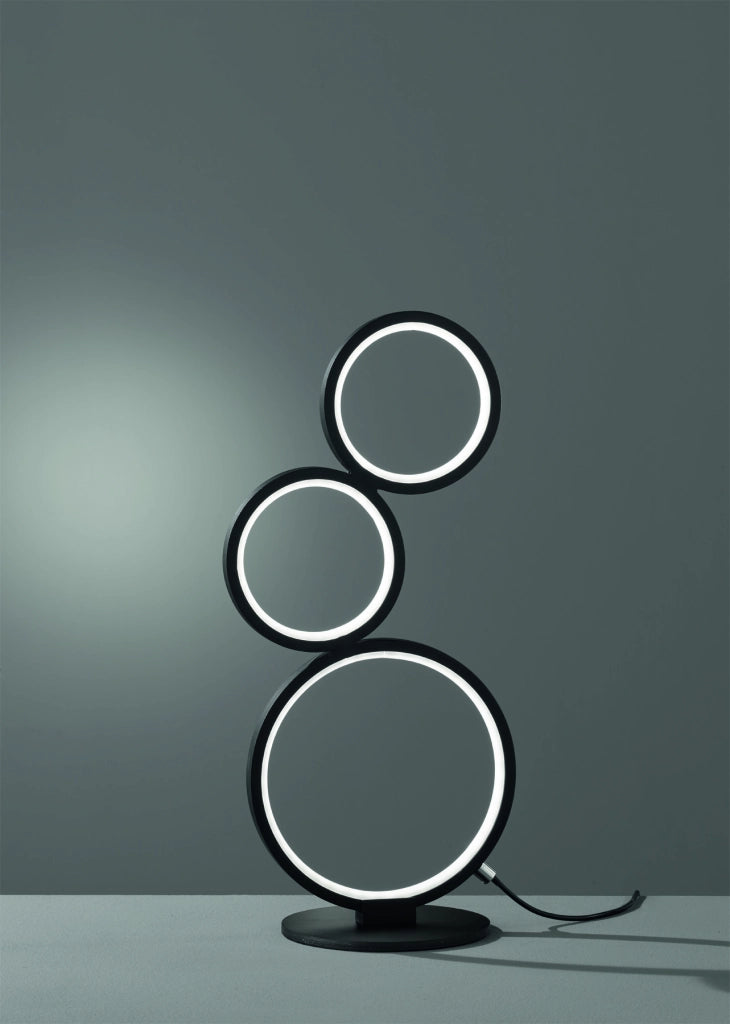 Lampada Tavolo Scrivania led 3 Cerchi Nero Luce Variabile Rondo GD Trio