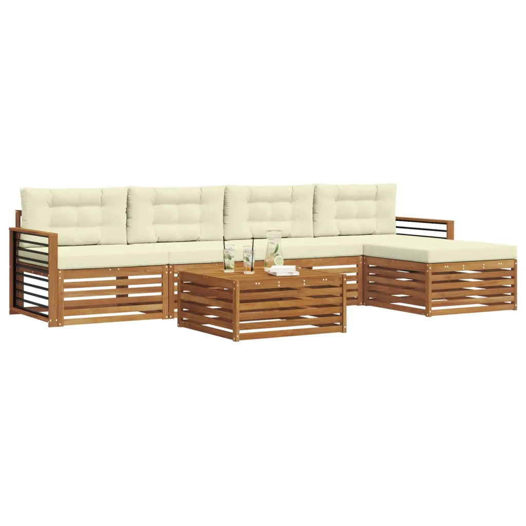 Set di divani da esterno con cuscino 6 pcs Naturale e Crema 3373350