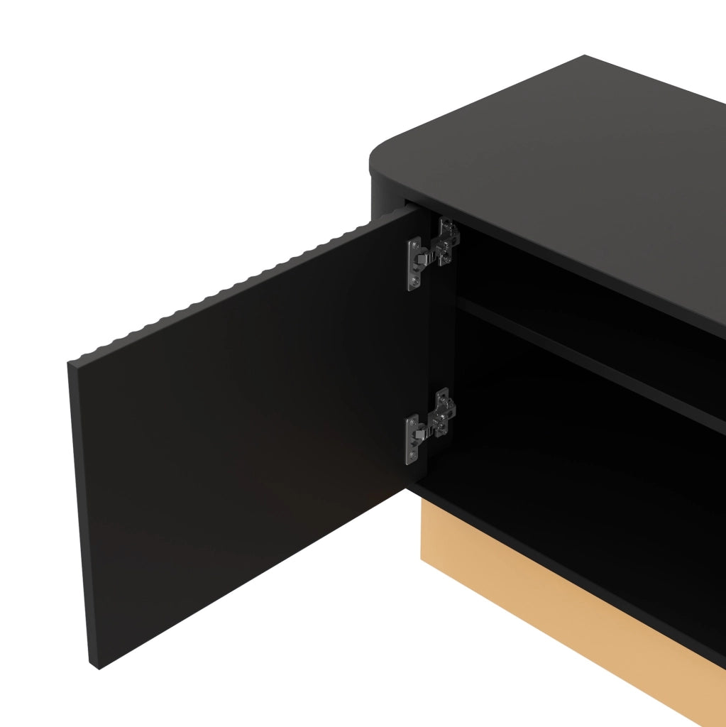 Mobile TV 200x40x47,5 cm a 4 ante in MDF nero con ripiani regolabili